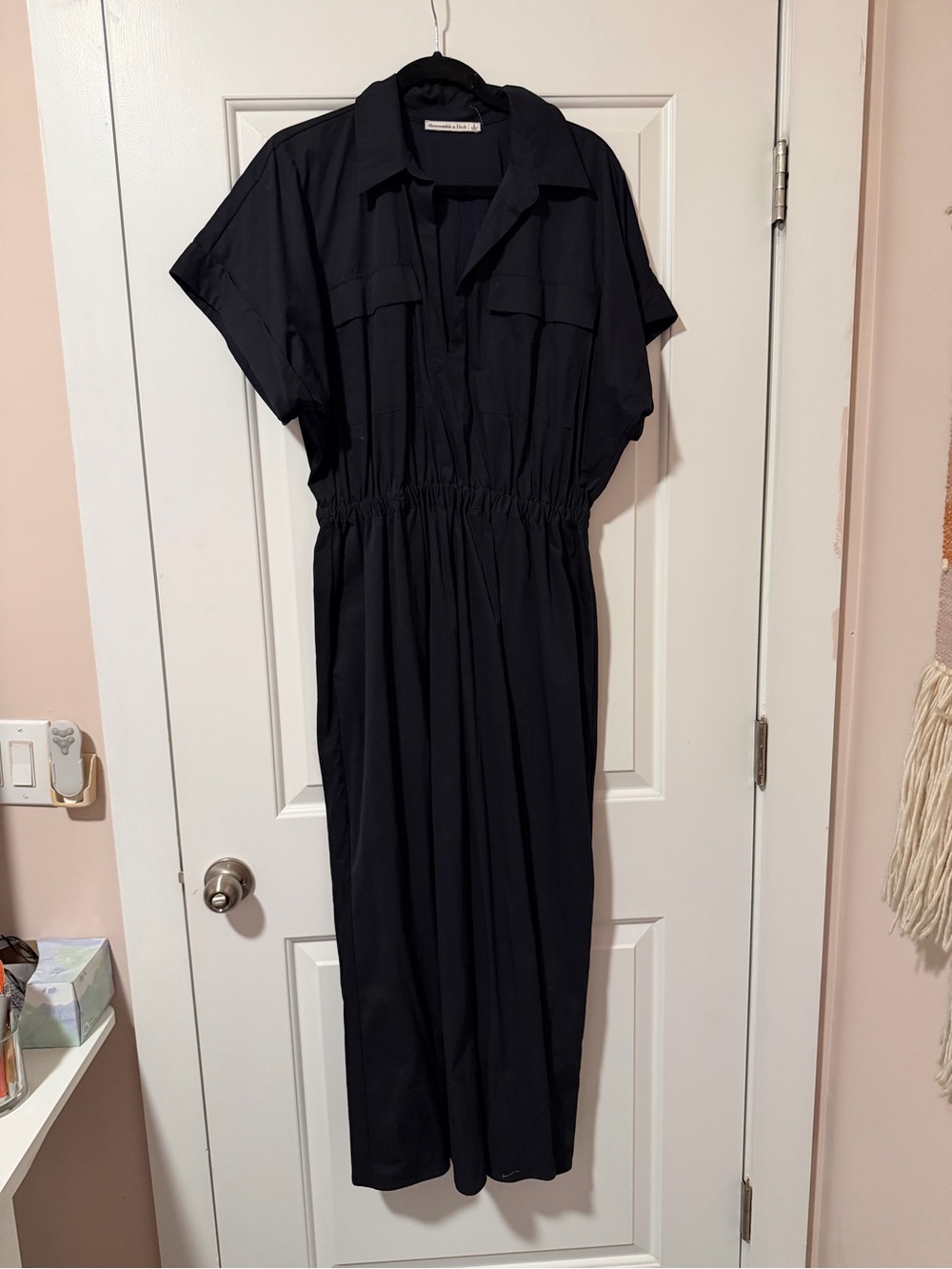 Abercrombie & Fitch Black Utility Shirtdress with Elastic Waist